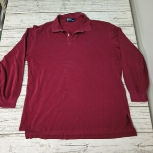 Vintage Made In USA Polo Ralph Lauren Red Long Sleeve Polo Shirt Size XL